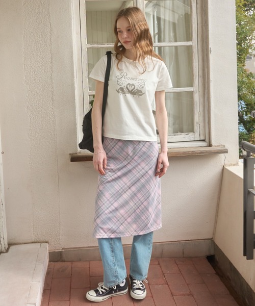 レイヤードチェックシアースカート/Layered Check Sheer Skirt