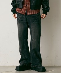 Crushed Washed Straight Denim Pants / クラッシュウォッシュドストレートデニムパンツ