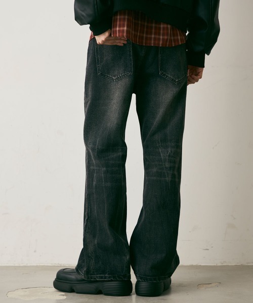 Shoowtime（ショウタイム）の「Crushed Washed Straight Denim Pants / クラッシュウォッシュドストレートデニムパンツ（デニムパンツ・メンズ・ブルー/ブラック・LARGE/MEDIUM/X-LARGE）」の7枚目の写真