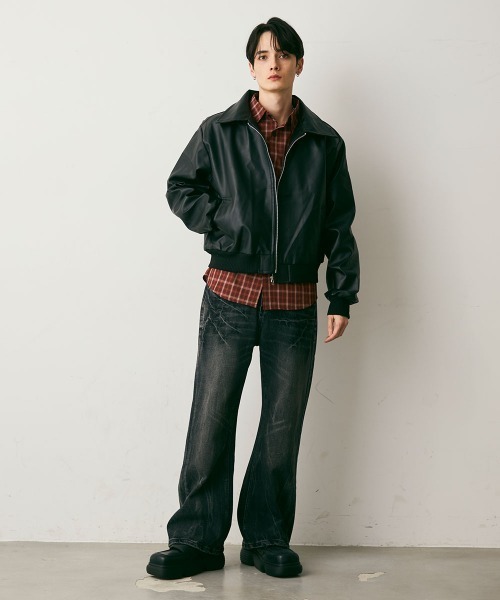 Shoowtime（ショウタイム）の「Crushed Washed Straight Denim Pants / クラッシュウォッシュドストレートデニムパンツ（デニムパンツ・メンズ・ブルー/ブラック・LARGE/MEDIUM/X-LARGE）」の9枚目の写真