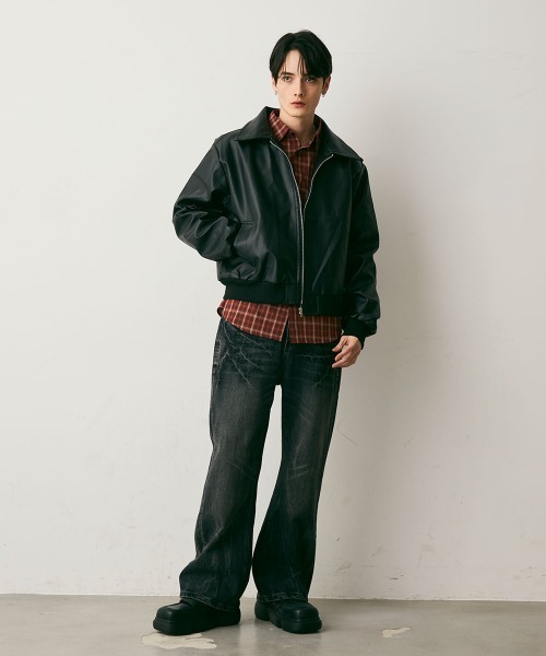 Shoowtime（ショウタイム）の「Crushed Washed Straight Denim Pants / クラッシュウォッシュドストレートデニムパンツ（デニムパンツ・メンズ・ブルー/ブラック・LARGE/MEDIUM/X-LARGE）」の10枚目の写真