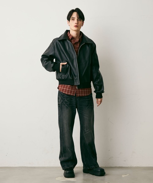 Shoowtime（ショウタイム）の「Crushed Washed Straight Denim Pants / クラッシュウォッシュドストレートデニムパンツ（デニムパンツ・メンズ・ブルー/ブラック・LARGE/MEDIUM/X-LARGE）」の11枚目の写真