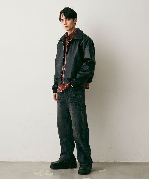 Shoowtime（ショウタイム）の「Crushed Washed Straight Denim Pants / クラッシュウォッシュドストレートデニムパンツ（デニムパンツ・メンズ・ブルー/ブラック・LARGE/MEDIUM/X-LARGE）」の13枚目の写真