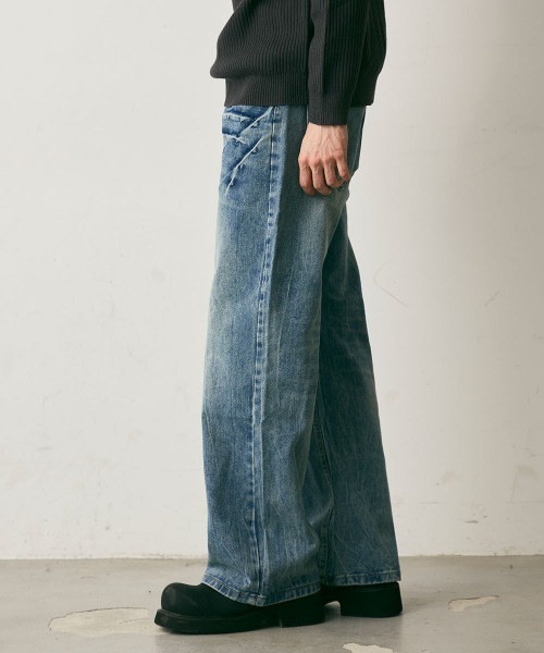 Shoowtime（ショウタイム）の「Crushed Washed Straight Denim Pants / クラッシュウォッシュドストレートデニムパンツ（デニムパンツ・メンズ・ブルー/ブラック・LARGE/MEDIUM/X-LARGE）」の21枚目の写真
