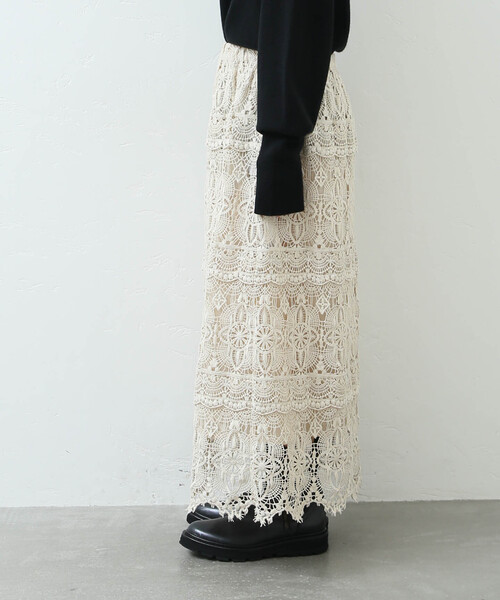 JOURNAL STANDARD LUXE（ジャーナルスタンダード　ラックス）の「《追加》レースMIX スカート（スカート・レディース・ブラック/アイボリー・FREE）」の15枚目の写真