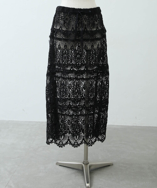 JOURNAL STANDARD LUXE（ジャーナルスタンダード　ラックス）の「《追加》レースMIX スカート（スカート・レディース・ブラック/アイボリー・FREE）」の6枚目の写真