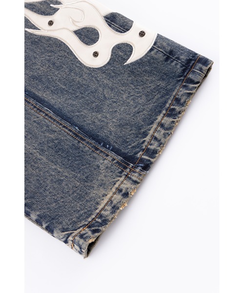 SUPPLIER（サプライヤー）の「デニムパンツ｜Fire Tribal Leather Patch Baggy Denim｜SUPPLIER（デニムパンツ・メンズ・ブラック/ブルー・X-LARGE/LARGE/MEDIUM/SMALL）」の12枚目の写真