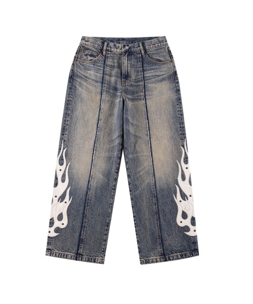 SUPPLIER(サプライヤー)の「デニムパンツ|Fire Tribal Leather Patch Baggy Denim|SUPPLIER(デニムパンツ・メンズ・ブラック/ブルー・X-LARGE/LARGE/MEDIUM/SMALL)」の18枚目の写真