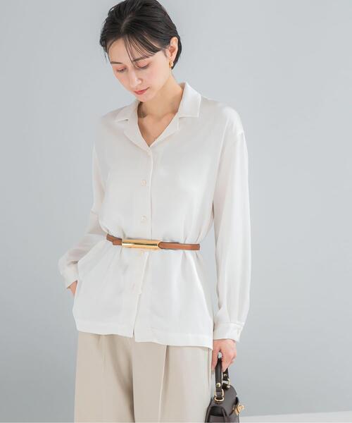 URBAN RESEARCH ROSSO WOMEN（アーバンリサーチ　ロッソ）の「オープンカラーヴィンテージシルキーサテンブラウス（シャツ/ブラウス・レディース・ベージュ系その他/オフホワイト・FREE）」の3枚目の写真