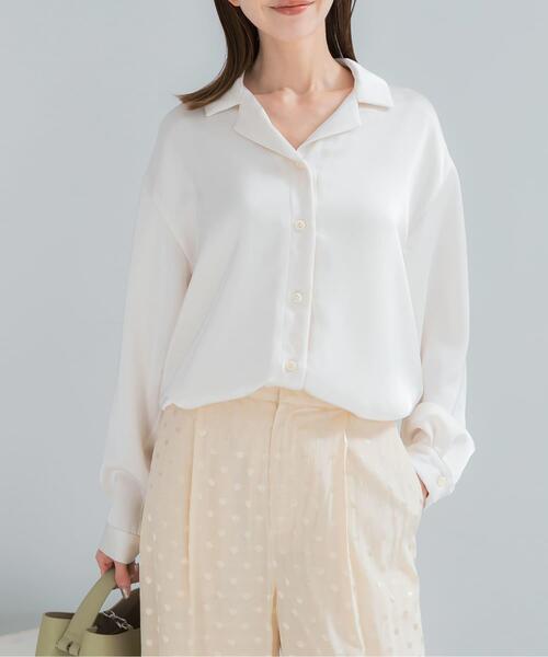 URBAN RESEARCH ROSSO WOMEN（アーバンリサーチ　ロッソ）の「オープンカラーヴィンテージシルキーサテンブラウス（シャツ/ブラウス・レディース・ベージュ系その他/オフホワイト・FREE）」の7枚目の写真