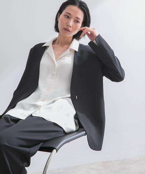 URBAN RESEARCH ROSSO WOMEN（アーバンリサーチ　ロッソ）の「オープンカラーヴィンテージシルキーサテンブラウス（シャツ/ブラウス・レディース・ベージュ系その他/オフホワイト・FREE）」の9枚目の写真