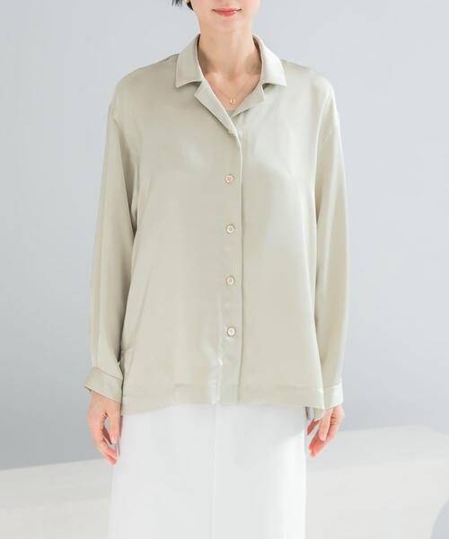 URBAN RESEARCH ROSSO WOMEN（アーバンリサーチ　ロッソ）の「オープンカラーヴィンテージシルキーサテンブラウス（シャツ/ブラウス・レディース・ベージュ系その他/オフホワイト・FREE）」の15枚目の写真