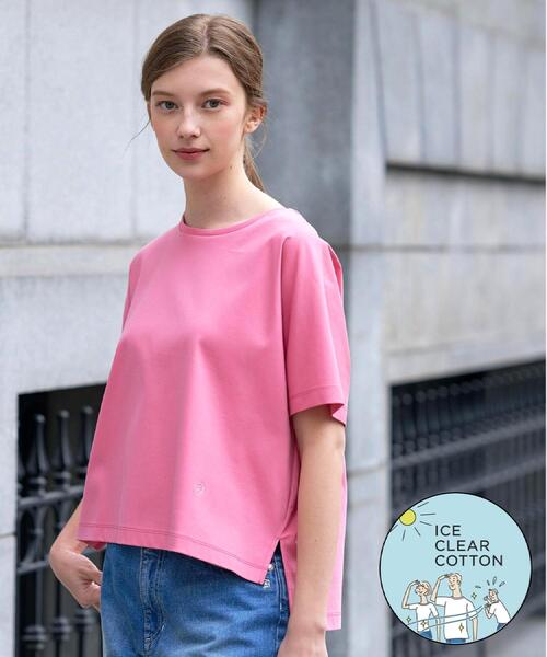 DRESSTERIOR（ドレステリア）の「【接触冷感／抗菌防臭／消臭】アイスクリアコットンドルマンTシャツ（Tシャツ/カットソー・レディース・ピンク系/ホワイト/ブルー系その他/ベージュ/スミクロ/ブラック・38/36/34）」の6枚目の写真