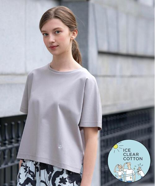 DRESSTERIOR（ドレステリア）の「【接触冷感／抗菌防臭／消臭】アイスクリアコットンドルマンTシャツ（Tシャツ/カットソー・レディース・ピンク系/ホワイト/ブルー系その他/ベージュ/スミクロ/ブラック・38/36/34）」の4枚目の写真