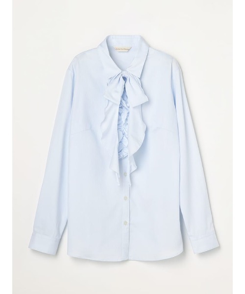Perfect Suit FActory(パーフェクトスーツファクトリー)の「4WAY(スキッパー/リボン/フリル/リボン&フリル) ビッグリボンシャツ ホワイト/ピンク/サックス(シャツ/ブラウス・レディース・ライトピンク/ホワイト/サックスブルー・S/LL/M/L)」の2枚目の写真