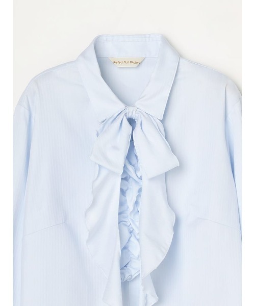 Perfect Suit FActory(パーフェクトスーツファクトリー)の「4WAY(スキッパー/リボン/フリル/リボン&フリル) ビッグリボンシャツ ホワイト/ピンク/サックス(シャツ/ブラウス・レディース・ライトピンク/ホワイト/サックスブルー・S/LL/M/L)」の9枚目の写真