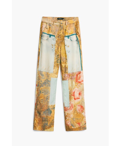 Desigual（デシグアル）の「アートフラワープリントストレートパンツ（その他パンツ・レディース・イエロー・S/M/L/XL/XS）」の4枚目の写真