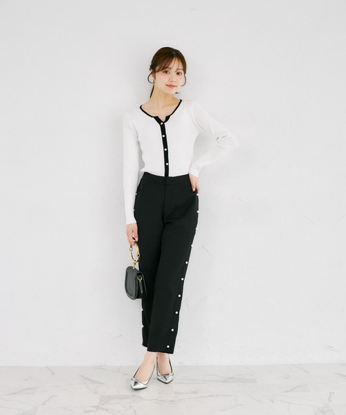 tocco closet(トッコ クローゼット)の「【ZOZO限定】配色ヘンリーネックカットソー(Tシャツ/カットソー・レディース・ホワイト×ブラック/ネイビー×ホワイト/その他・M)」の4枚目の写真