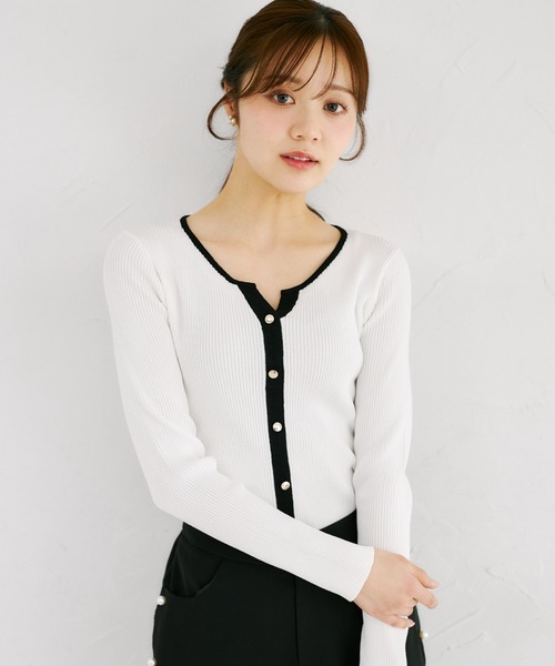 tocco closet(トッコ クローゼット)の「【ZOZO限定】配色ヘンリーネックカットソー(Tシャツ/カットソー・レディース・ホワイト×ブラック/ネイビー×ホワイト/その他・M)」の8枚目の写真