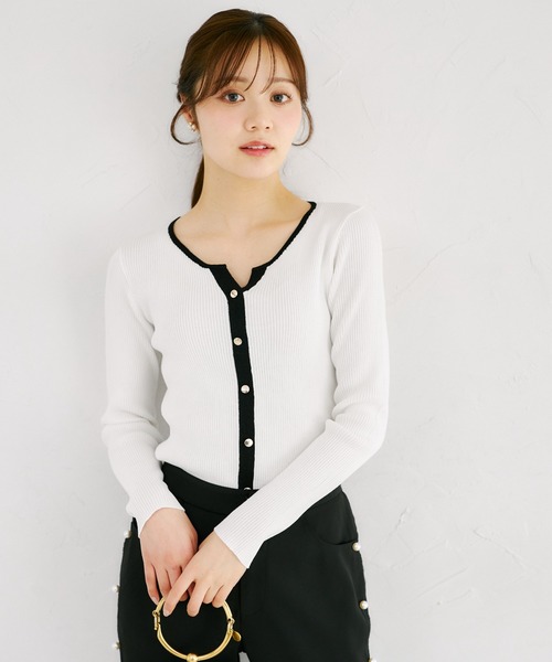 tocco closet(トッコ クローゼット)の「【ZOZO限定】配色ヘンリーネックカットソー(Tシャツ/カットソー・レディース・ホワイト×ブラック/ネイビー×ホワイト/その他・M)」の7枚目の写真