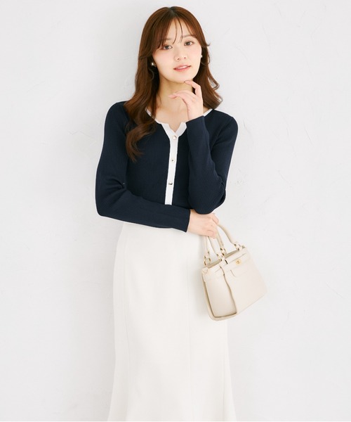 tocco closet(トッコ クローゼット)の「【ZOZO限定】配色ヘンリーネックカットソー(Tシャツ/カットソー・レディース・ホワイト×ブラック/ネイビー×ホワイト/その他・M)」の11枚目の写真