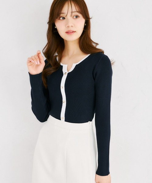 tocco closet(トッコ クローゼット)の「【ZOZO限定】配色ヘンリーネックカットソー(Tシャツ/カットソー・レディース・ホワイト×ブラック/ネイビー×ホワイト/その他・M)」の14枚目の写真