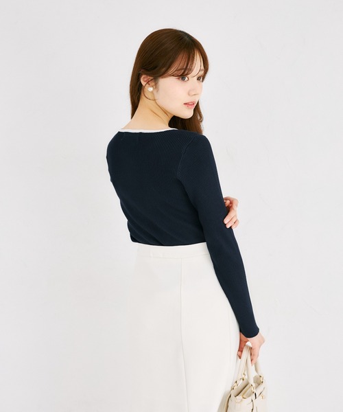 tocco closet(トッコ クローゼット)の「【ZOZO限定】配色ヘンリーネックカットソー(Tシャツ/カットソー・レディース・ホワイト×ブラック/ネイビー×ホワイト/その他・M)」の16枚目の写真
