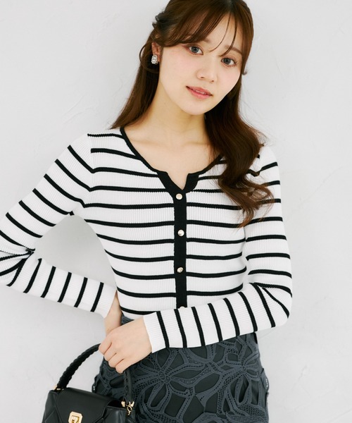 tocco closet(トッコ クローゼット)の「【ZOZO限定】配色ヘンリーネックカットソー(Tシャツ/カットソー・レディース・ホワイト×ブラック/ネイビー×ホワイト/その他・M)」の21枚目の写真