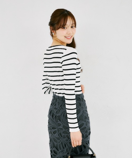 tocco closet(トッコ クローゼット)の「【ZOZO限定】配色ヘンリーネックカットソー(Tシャツ/カットソー・レディース・ホワイト×ブラック/ネイビー×ホワイト/その他・M)」の22枚目の写真