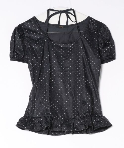 Ritzy(リッツィー)の「ドット柄 リボンフリル トップス(Tシャツ/カットソー・レディース・ブラック/ベージュ・M)」の20枚目の写真