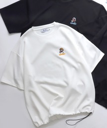 Bear & Uncle Embroidery T-Shirt/別注 クマ おじさん オーバーサイズ ワンポイント刺繍 ドローコード 半袖Tシャツ レディース メンズ