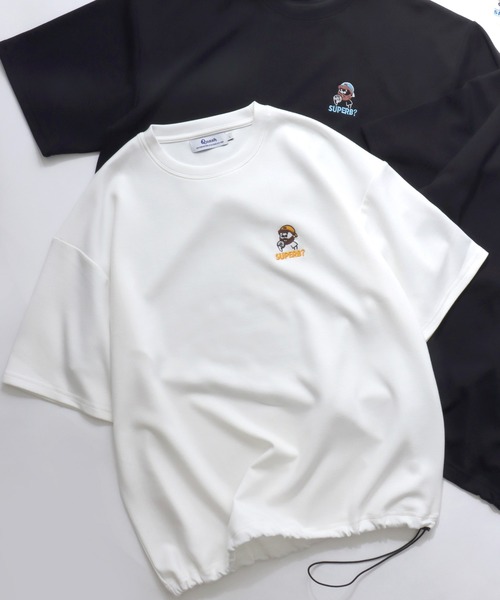 SITRY(シトリー)の「Bear & Uncle Embroidery T-Shirt/別注 クマ おじさん オーバーサイズ ワンポイント刺繍 ドローコード 半袖Tシャツ レディース メンズ(Tシャツ/カットソー・メンズ・ホワイト系その他3/ホワイト系その他2/ブラック系その他/ホワイト系その他/ホワイト/ブラック系その他2/ブラック/ブラック系その他3・L/M)」の2枚目の写真