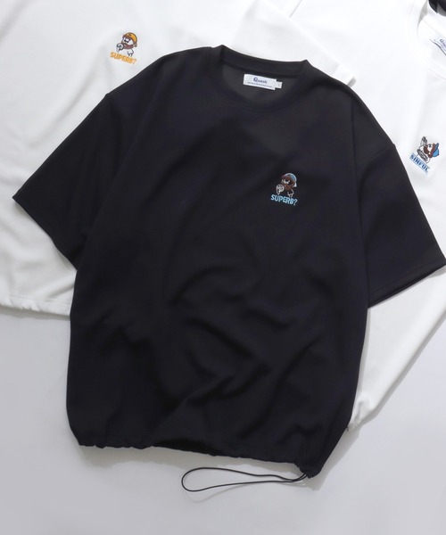 SITRY(シトリー)の「Bear & Uncle Embroidery T-Shirt/別注 クマ おじさん オーバーサイズ ワンポイント刺繍 ドローコード 半袖Tシャツ レディース メンズ(Tシャツ/カットソー・メンズ・ホワイト系その他3/ホワイト系その他2/ブラック系その他/ホワイト系その他/ホワイト/ブラック系その他2/ブラック/ブラック系その他3・L/M)」の6枚目の写真