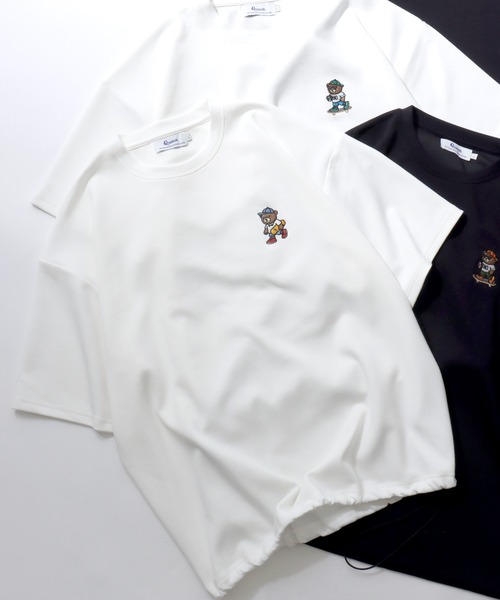 SITRY(シトリー)の「Bear & Uncle Embroidery T-Shirt/別注 クマ おじさん オーバーサイズ ワンポイント刺繍 ドローコード 半袖Tシャツ レディース メンズ(Tシャツ/カットソー・メンズ・ホワイト系その他3/ホワイト系その他2/ブラック系その他/ホワイト系その他/ホワイト/ブラック系その他2/ブラック/ブラック系その他3・L/M)」の3枚目の写真