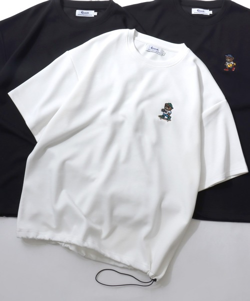 SITRY(シトリー)の「Bear & Uncle Embroidery T-Shirt/別注 クマ おじさん オーバーサイズ ワンポイント刺繍 ドローコード 半袖Tシャツ レディース メンズ(Tシャツ/カットソー・メンズ・ホワイト系その他3/ホワイト系その他2/ブラック系その他/ホワイト系その他/ホワイト/ブラック系その他2/ブラック/ブラック系その他3・L/M)」の4枚目の写真