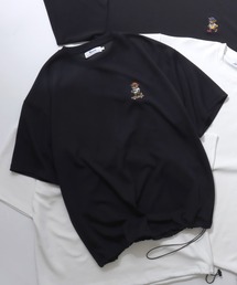Bear & Uncle Embroidery T-Shirt/別注 クマ おじさん オーバーサイズ ワンポイント刺繍 ドローコード 半袖Tシャツ レディース メンズ
