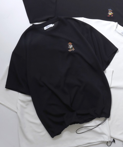 SITRY(シトリー)の「Bear & Uncle Embroidery T-Shirt/別注 クマ おじさん オーバーサイズ ワンポイント刺繍 ドローコード 半袖Tシャツ レディース メンズ(Tシャツ/カットソー・メンズ・ホワイト系その他3/ホワイト系その他2/ブラック系その他/ホワイト系その他/ホワイト/ブラック系その他2/ブラック/ブラック系その他3・L/M)」の8枚目の写真