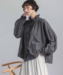studio CLIP（スタディオクリップ）の「《natural by clip》リネン混チェックフリルブラウス（シャツ/ブラウス）」