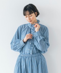 studio CLIP | 《natural by clip》リネン混チェックフリルブラウス(シャツ/ブラウス)