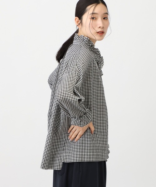 studio CLIP(スタディオクリップ)の「《natural by clip》リネン混チェックフリルブラウス(シャツ/ブラウス・レディース・ブルー/ブラック/その他1・FREE)」の10枚目の写真