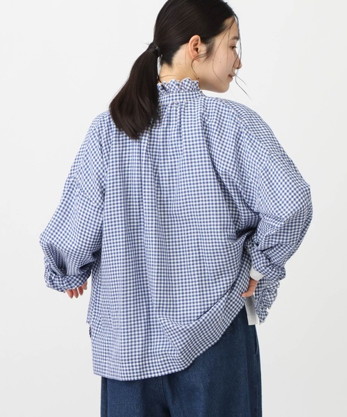studio CLIP(スタディオクリップ)の「《natural by clip》リネン混チェックフリルブラウス(シャツ/ブラウス・レディース・ブルー/ブラック/その他1・FREE)」の14枚目の写真