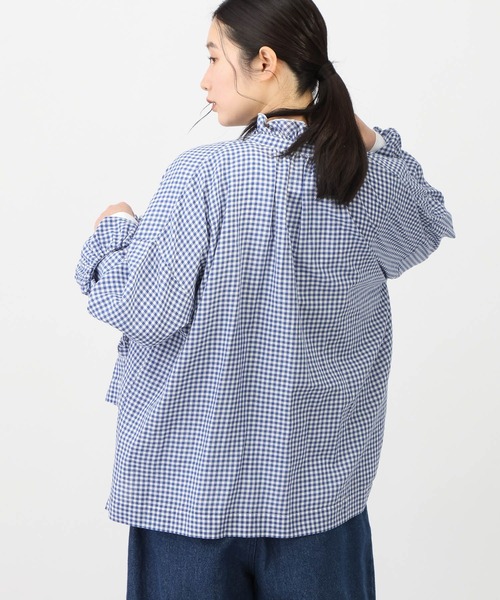 studio CLIP(スタディオクリップ)の「《natural by clip》リネン混チェックフリルブラウス(シャツ/ブラウス・レディース・ブルー/ブラック/その他1・FREE)」の15枚目の写真