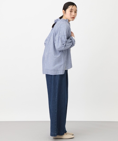 studio CLIP(スタディオクリップ)の「《natural by clip》リネン混チェックフリルブラウス(シャツ/ブラウス・レディース・ブルー/ブラック/その他1・FREE)」の18枚目の写真