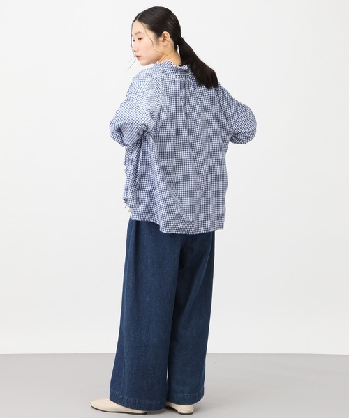 studio CLIP(スタディオクリップ)の「《natural by clip》リネン混チェックフリルブラウス(シャツ/ブラウス・レディース・ブルー/ブラック/その他1・FREE)」の20枚目の写真