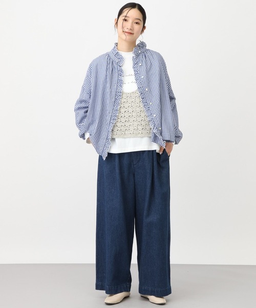 studio CLIP(スタディオクリップ)の「《natural by clip》リネン混チェックフリルブラウス(シャツ/ブラウス・レディース・ブルー/ブラック/その他1・FREE)」の22枚目の写真
