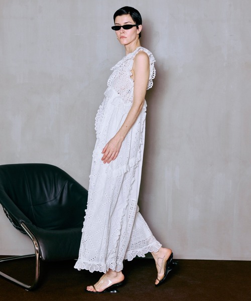 MAISON SPECIAL（メゾンスペシャル）の「【PRE-ORDER】Lace Patch Rompers/レースパッチロンパース（サロペット/オーバーオール・レディース・ホワイト/ブラック・36/38）」の10枚目の写真