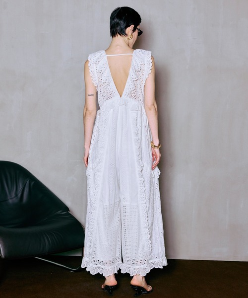 MAISON SPECIAL（メゾンスペシャル）の「【PRE-ORDER】Lace Patch Rompers/レースパッチロンパース（サロペット/オーバーオール・レディース・ホワイト/ブラック・36/38）」の11枚目の写真