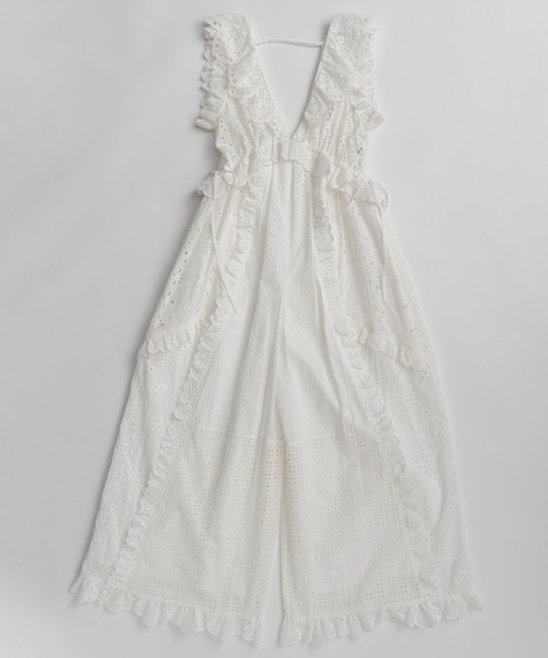 MAISON SPECIAL（メゾンスペシャル）の「【PRE-ORDER】Lace Patch Rompers/レースパッチロンパース（サロペット/オーバーオール・レディース・ホワイト/ブラック・36/38）」の15枚目の写真