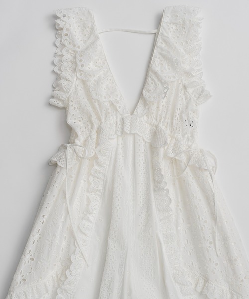 MAISON SPECIAL（メゾンスペシャル）の「【PRE-ORDER】Lace Patch Rompers/レースパッチロンパース（サロペット/オーバーオール・レディース・ホワイト/ブラック・36/38）」の16枚目の写真