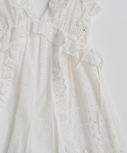 MAISON SPECIAL（メゾンスペシャル）の「【PRE-ORDER】Lace Patch Rompers/レースパッチロンパース（サロペット/オーバーオール・レディース・ホワイト/ブラック・36/38）」の18枚目の写真
